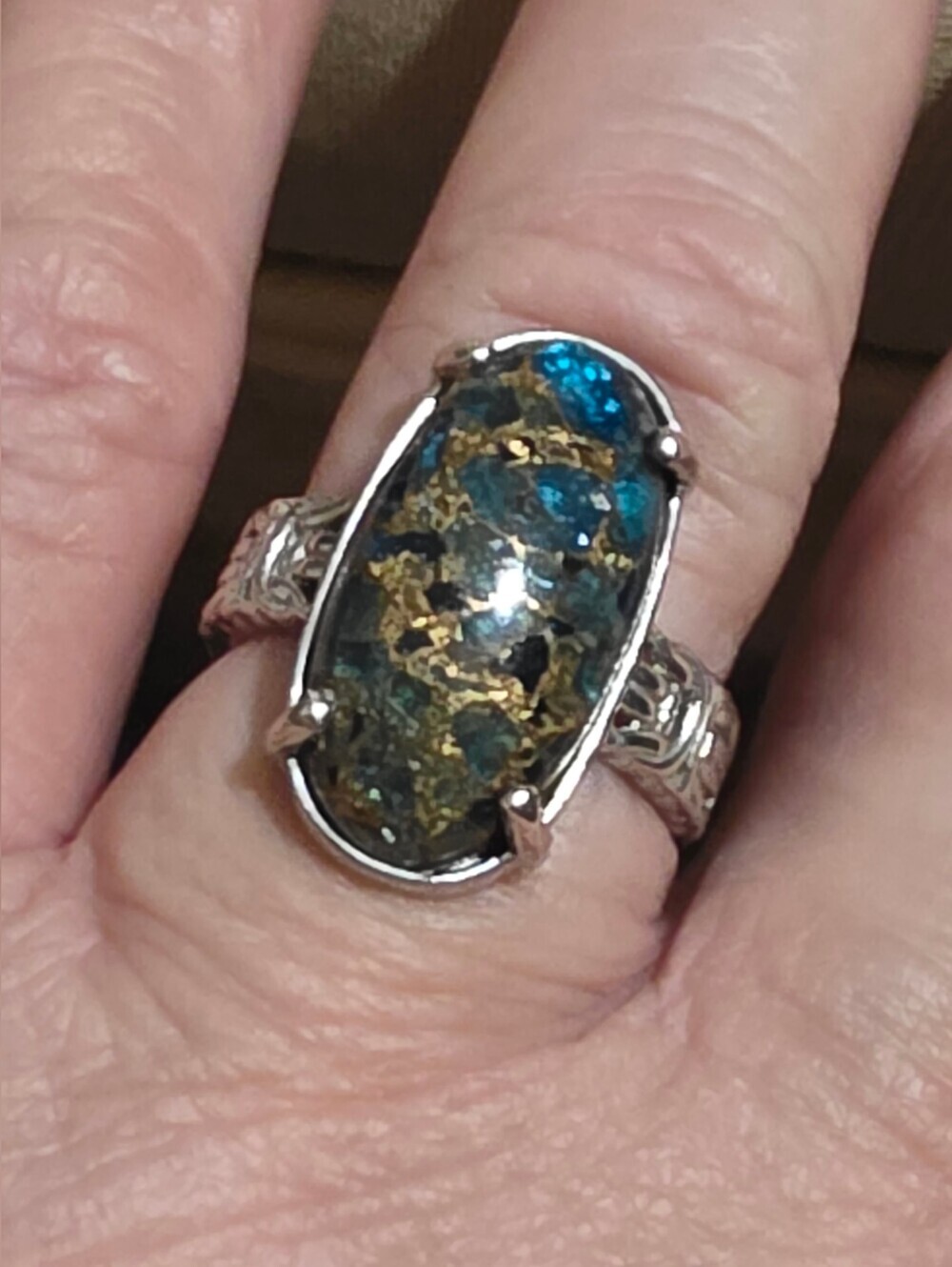 NATURAL PERSIAN TURQUOISE 925 STERLING SILVER RING SIZE 6.25